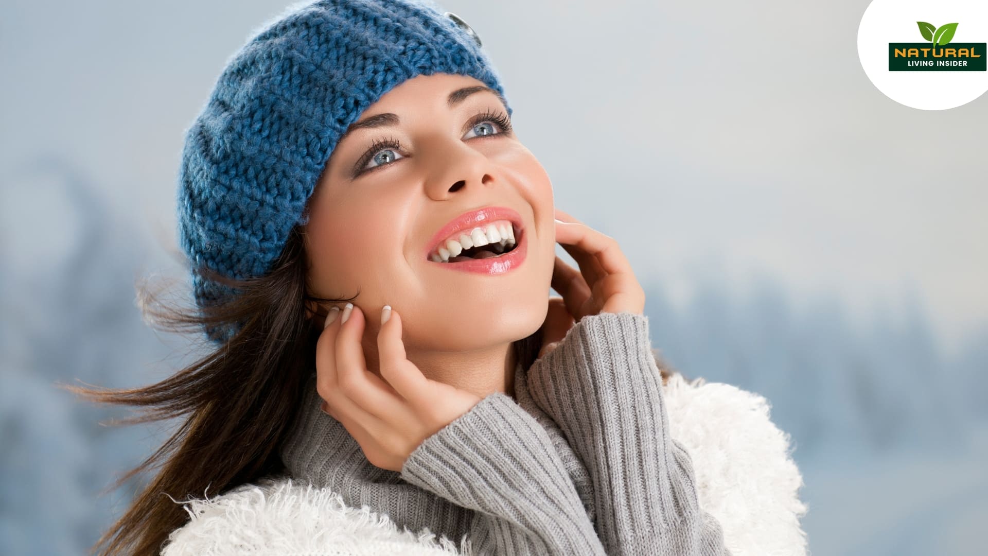 A women show the Winter Glow of her radiant skin.