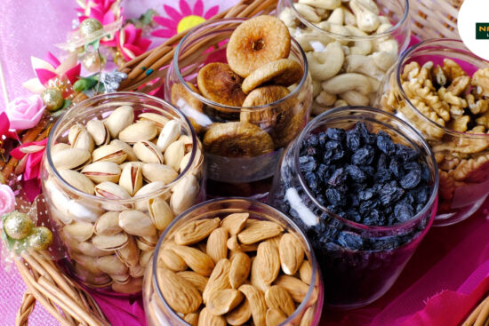 Nuts in bowls, perfect for winter enjoyment.