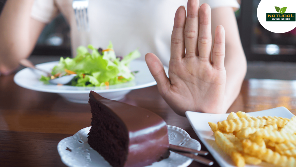 A woman gestures at a plate, highlighting arthritis-friendly food.