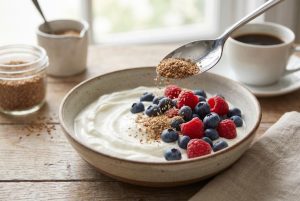 Greek Yogurt with Berries and Flaxseeds